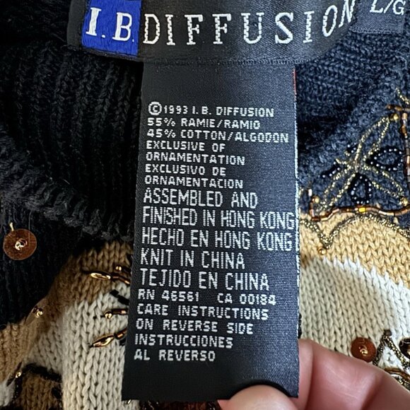 IB Diffusion Women Size Large Knitted Sweater Embellished Beaded Holiday Vintage - Picture 9 of 12